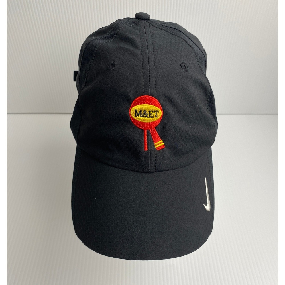 Nike Golf Black Baseball Cap Embroidered M&ET Logo Swoosh Men One Size